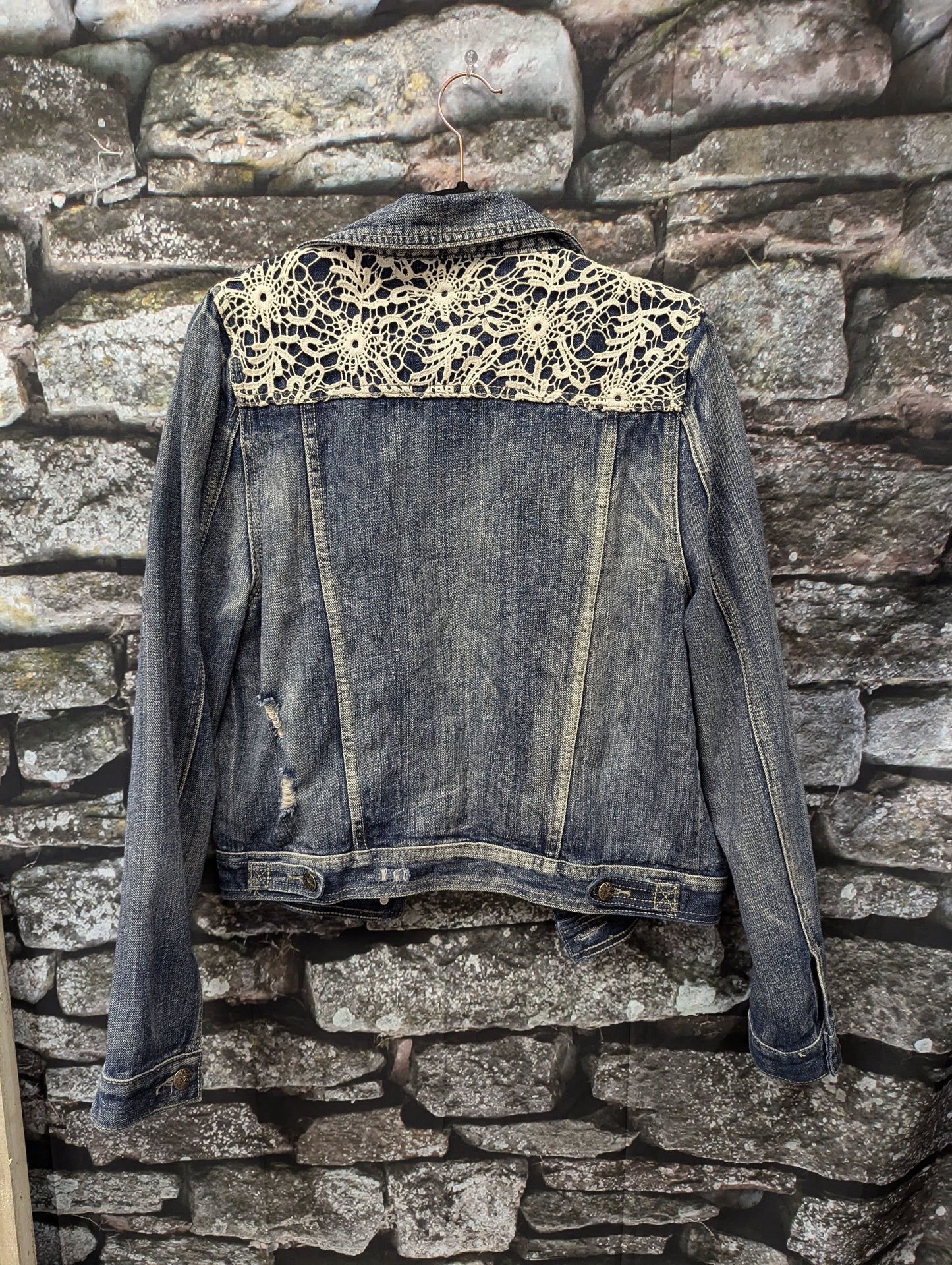 Lace denim jacket size XL