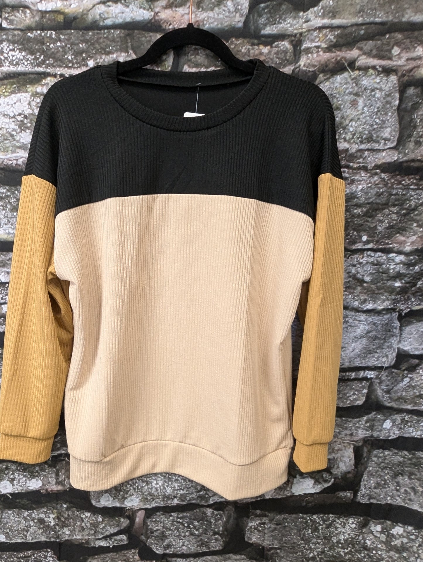 Color block basic long sleeve tee