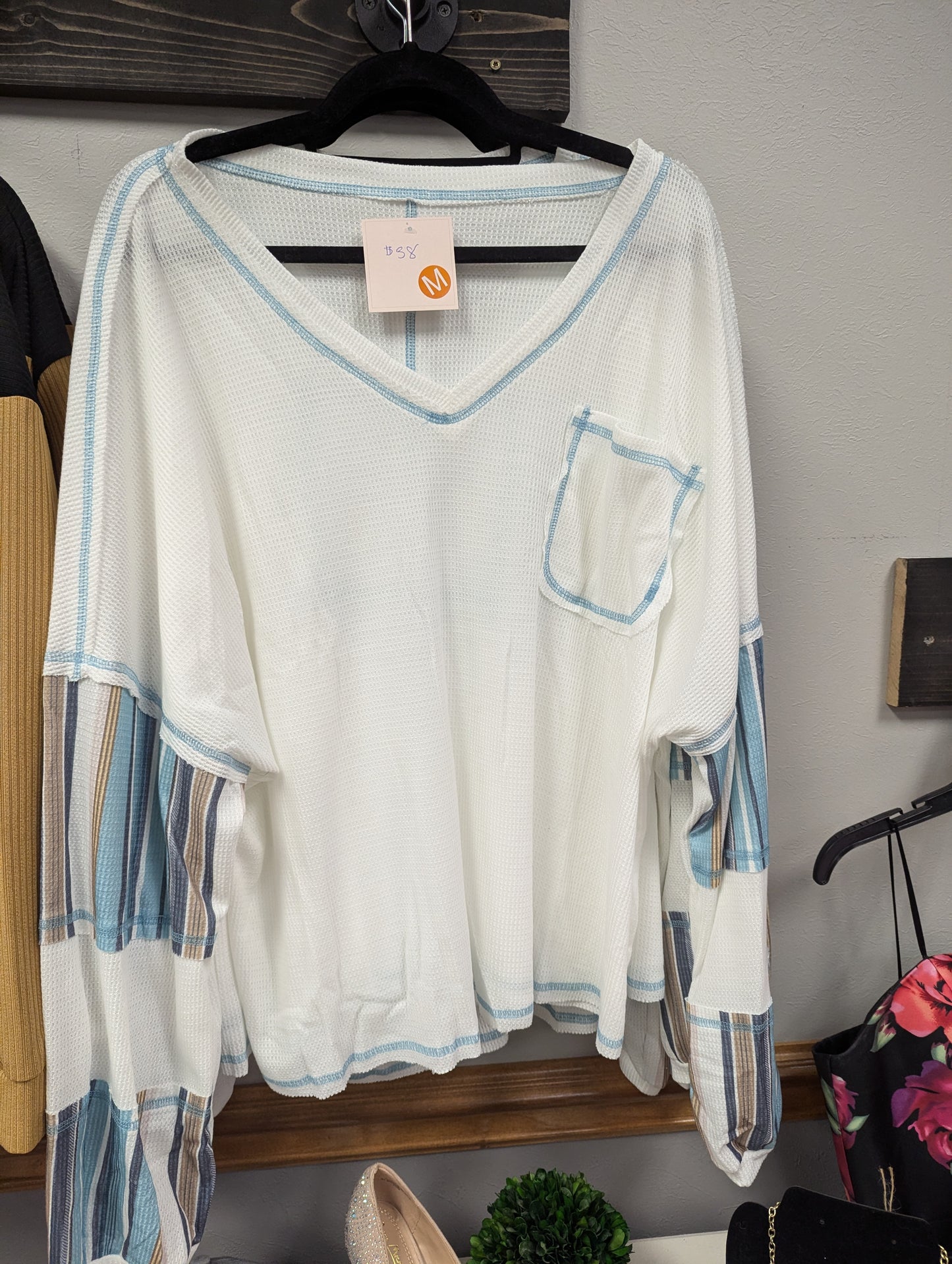 White long sleeve boho top