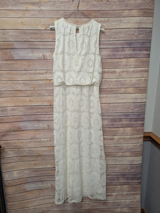 White lace maxi dress. Size L