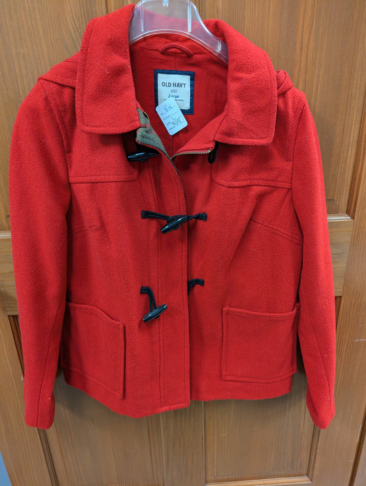 Old navy red peacoat size L RS, 84