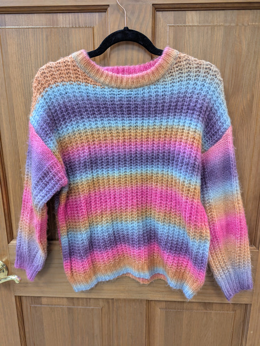 Rainbow crew neck sweater, size S