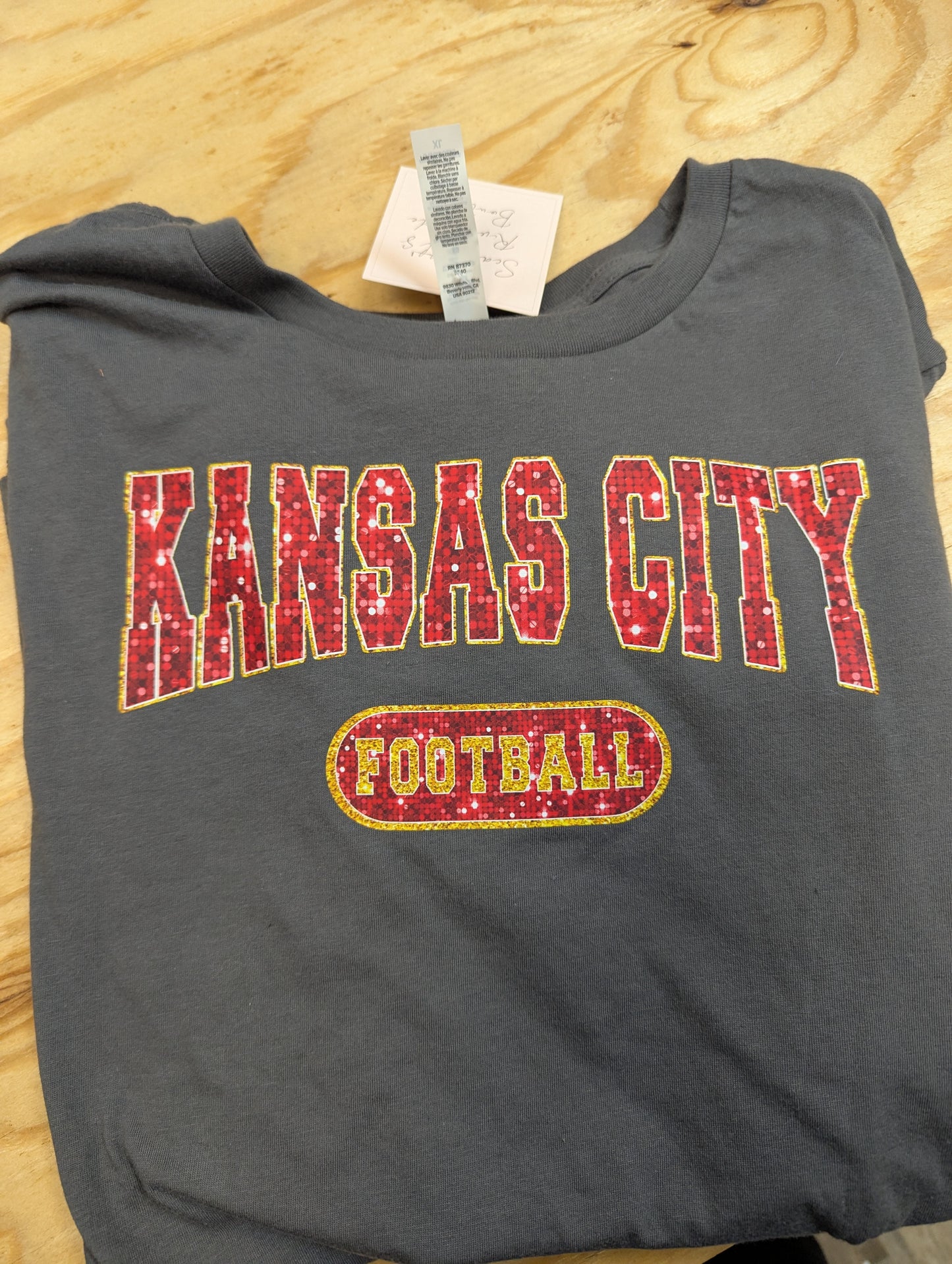 Kc grey t-shirt with faux glitter