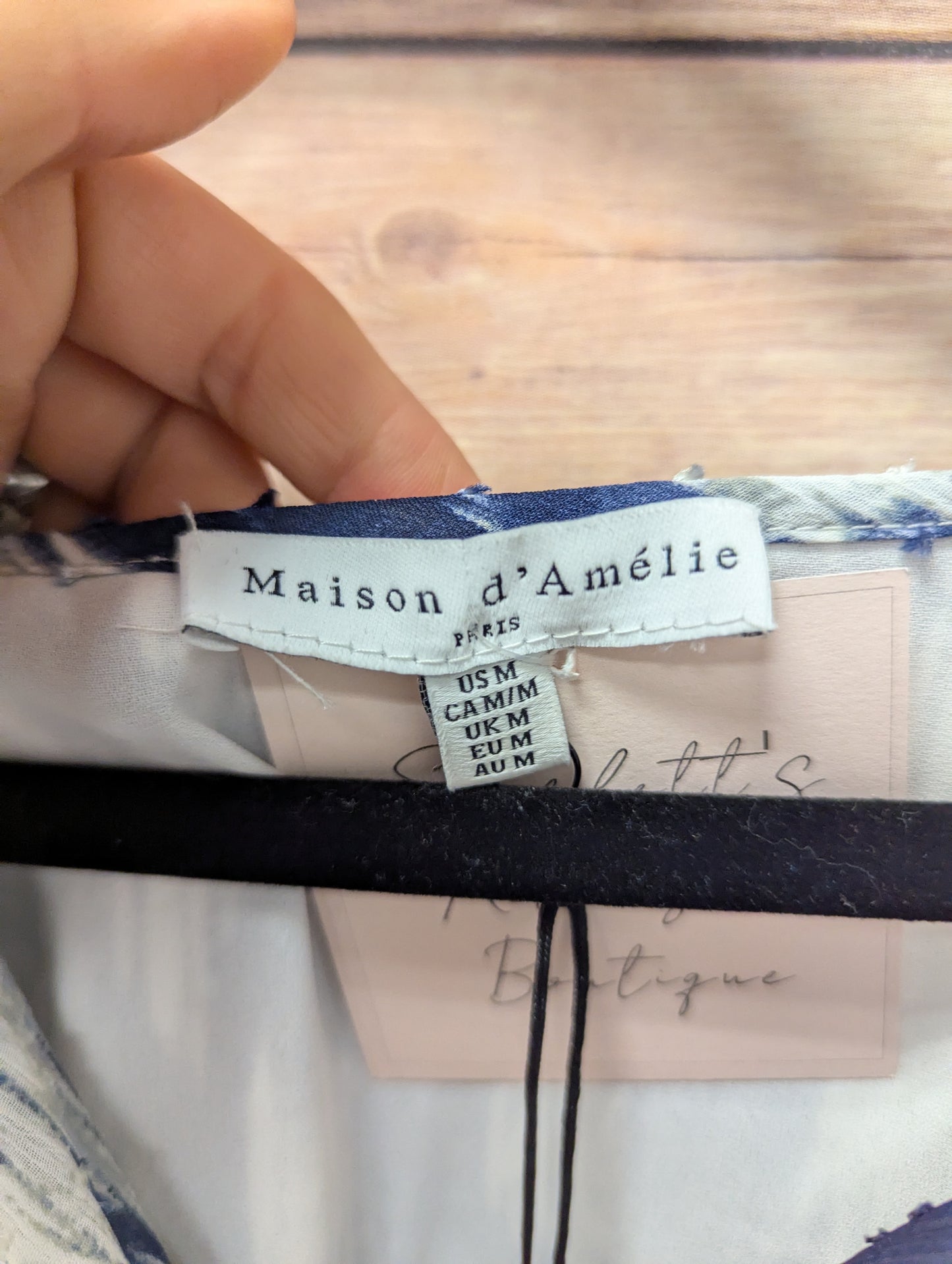 Maison D’Amelie Women’s Dress, Blue Short Sleeve. Size M.