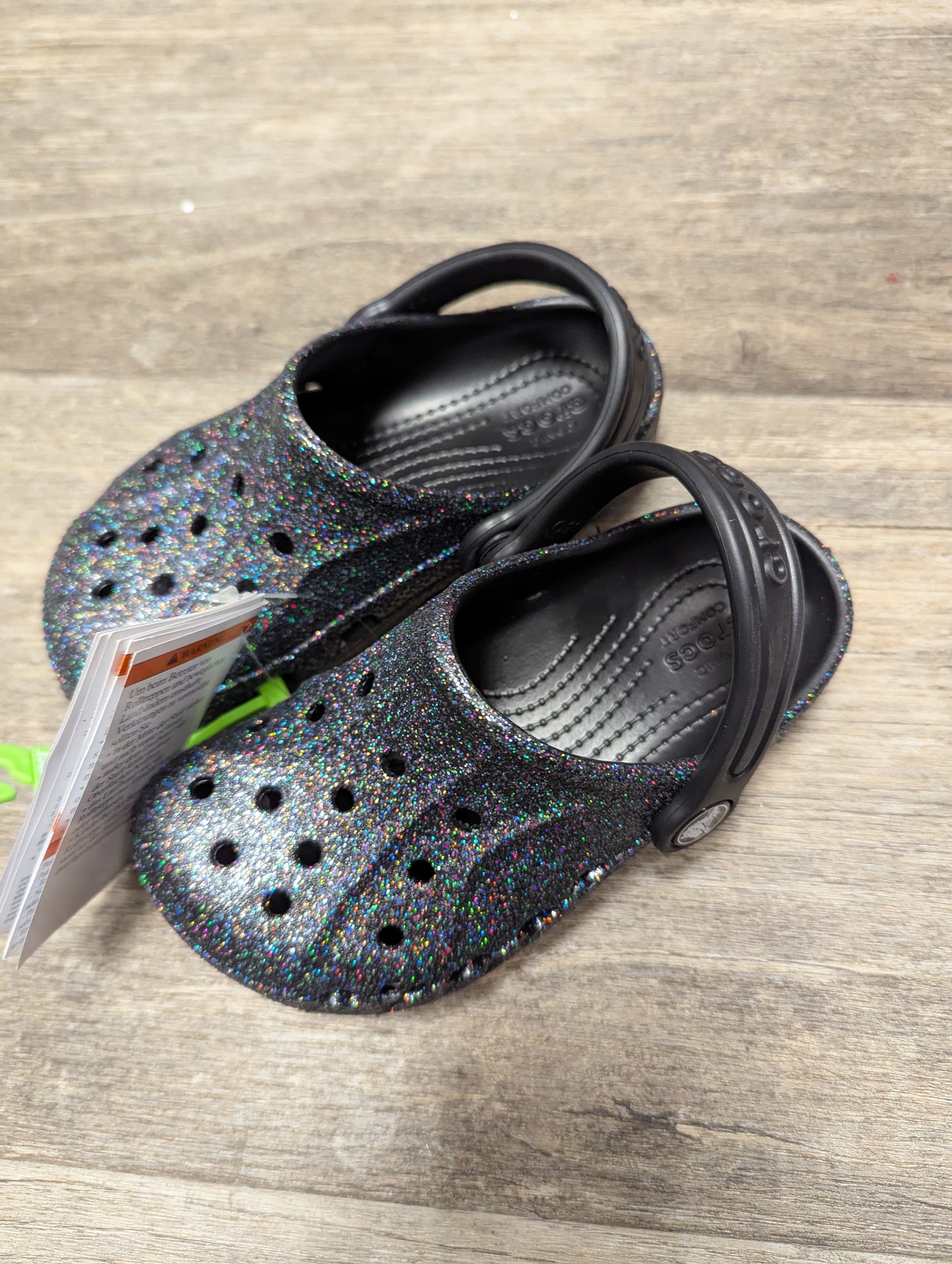 Black sparkle Crocs kids size 10c