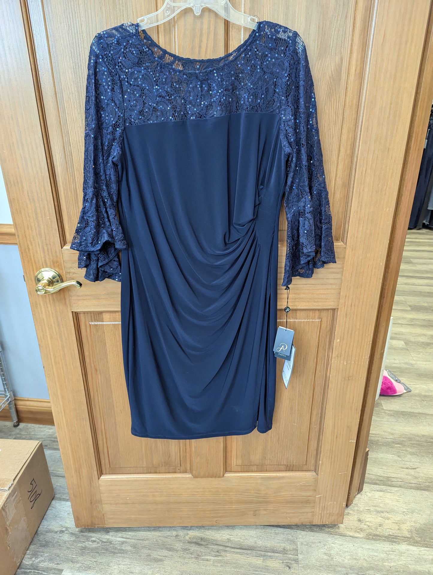 Adrianna Papell Midnight Bell Sleeves Sheath Dress Size 14 #97