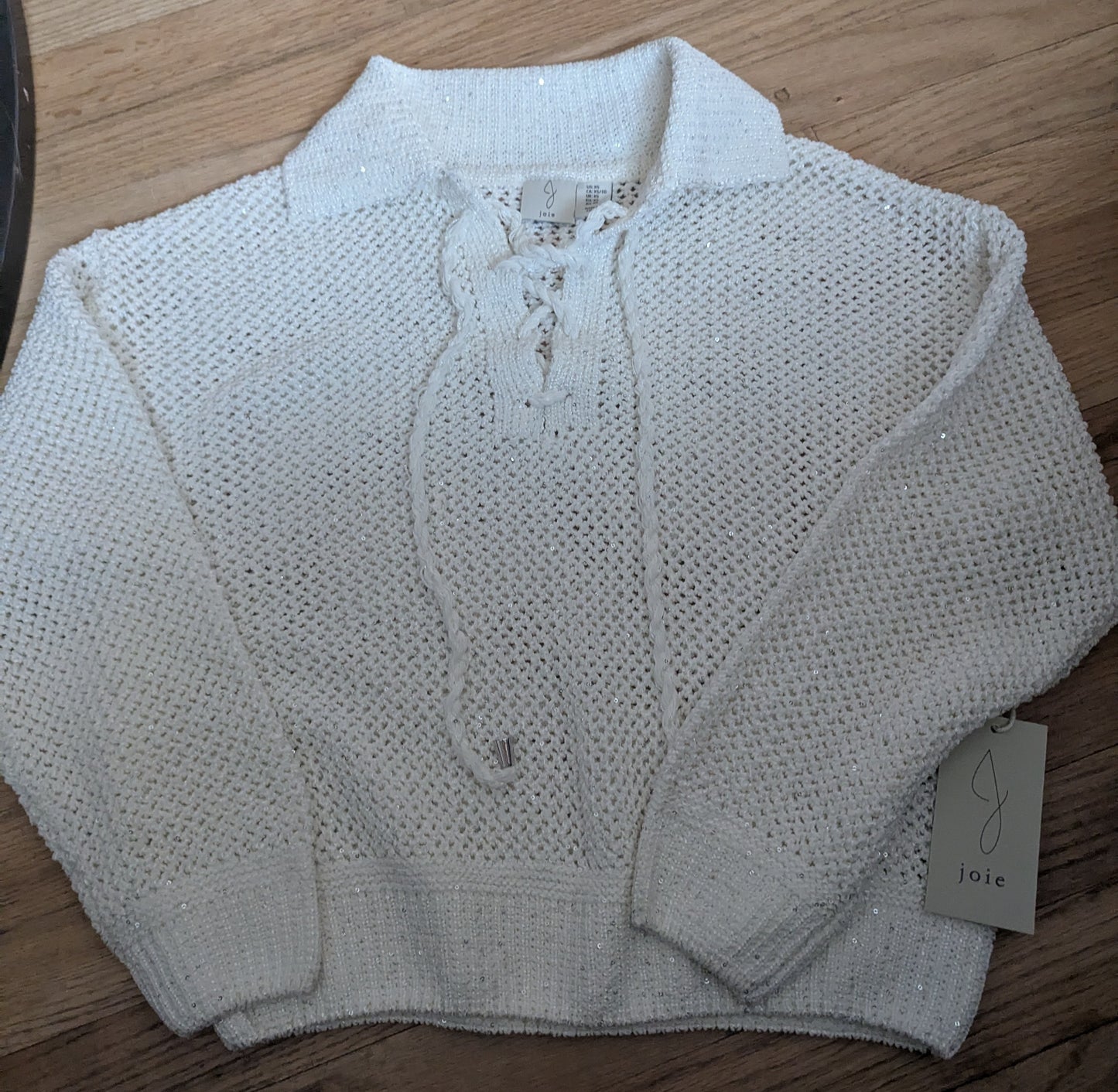 Joie Open Knit Collared cream Women’s Sweater Size XS