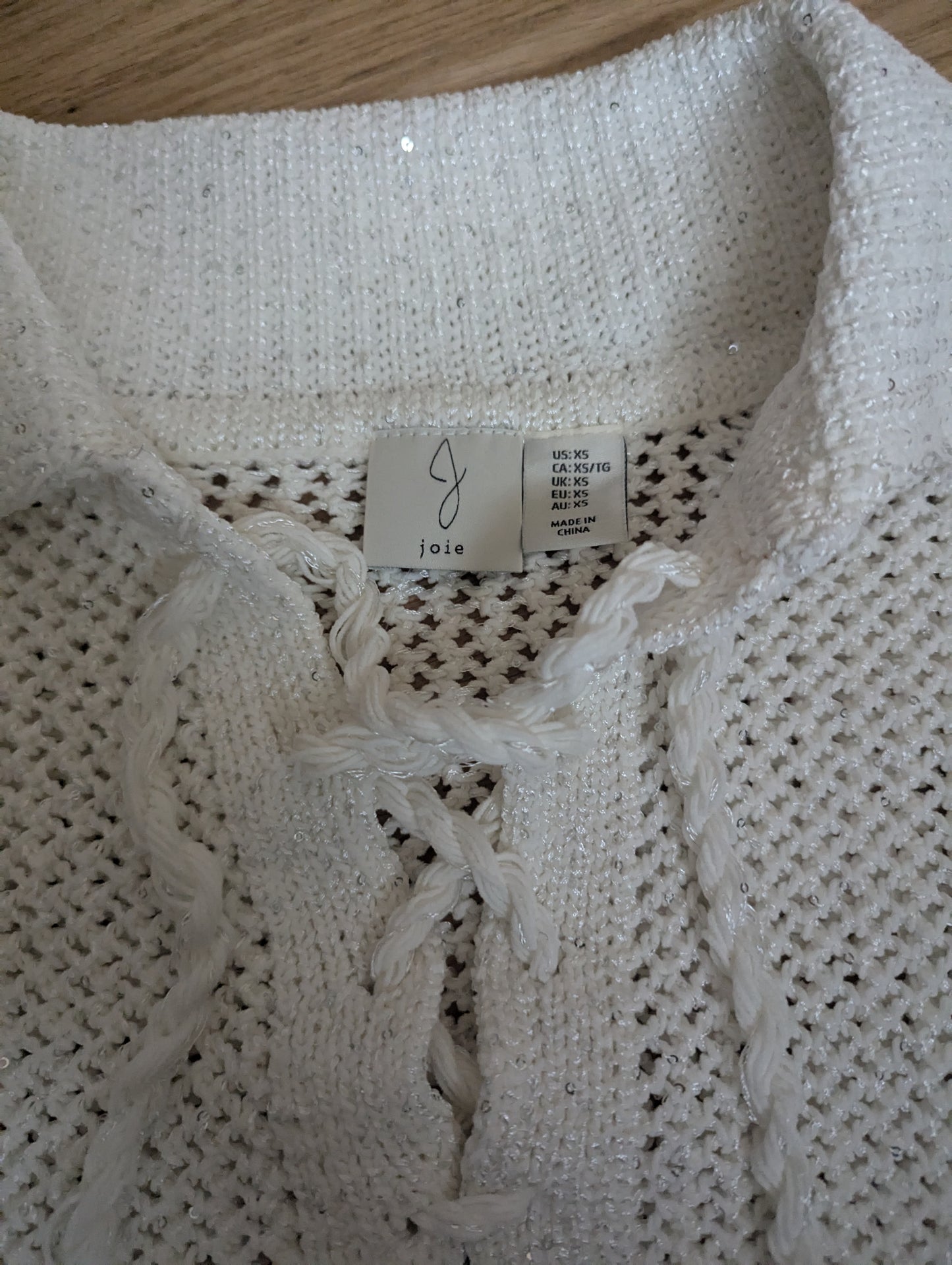 Joie Open Knit Collared cream Women’s Sweater Size XS