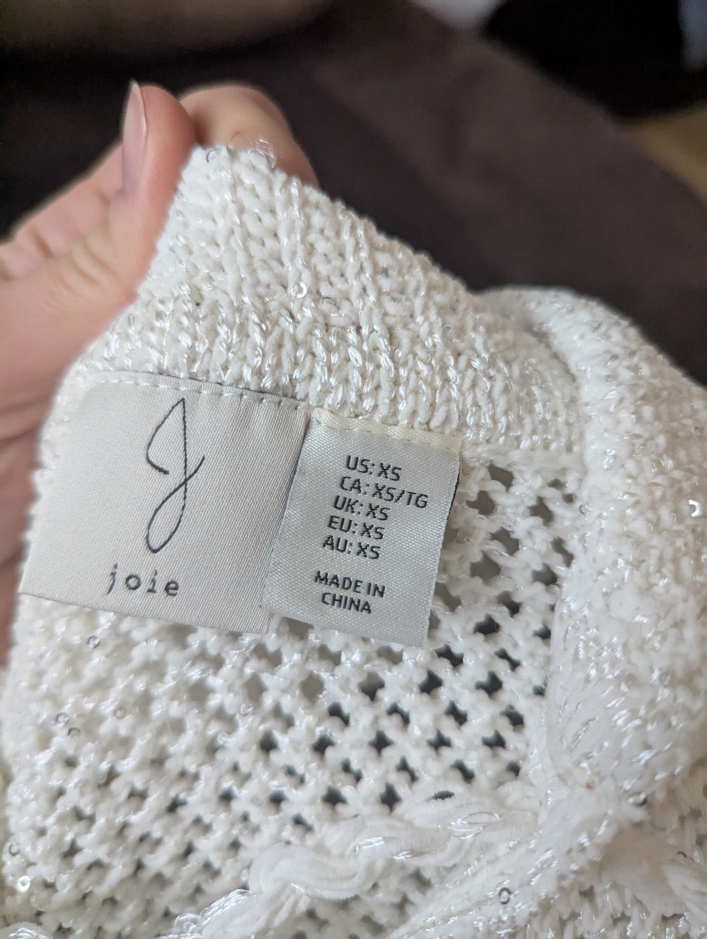 Joie Open Knit Collared cream Women’s Sweater Size XS