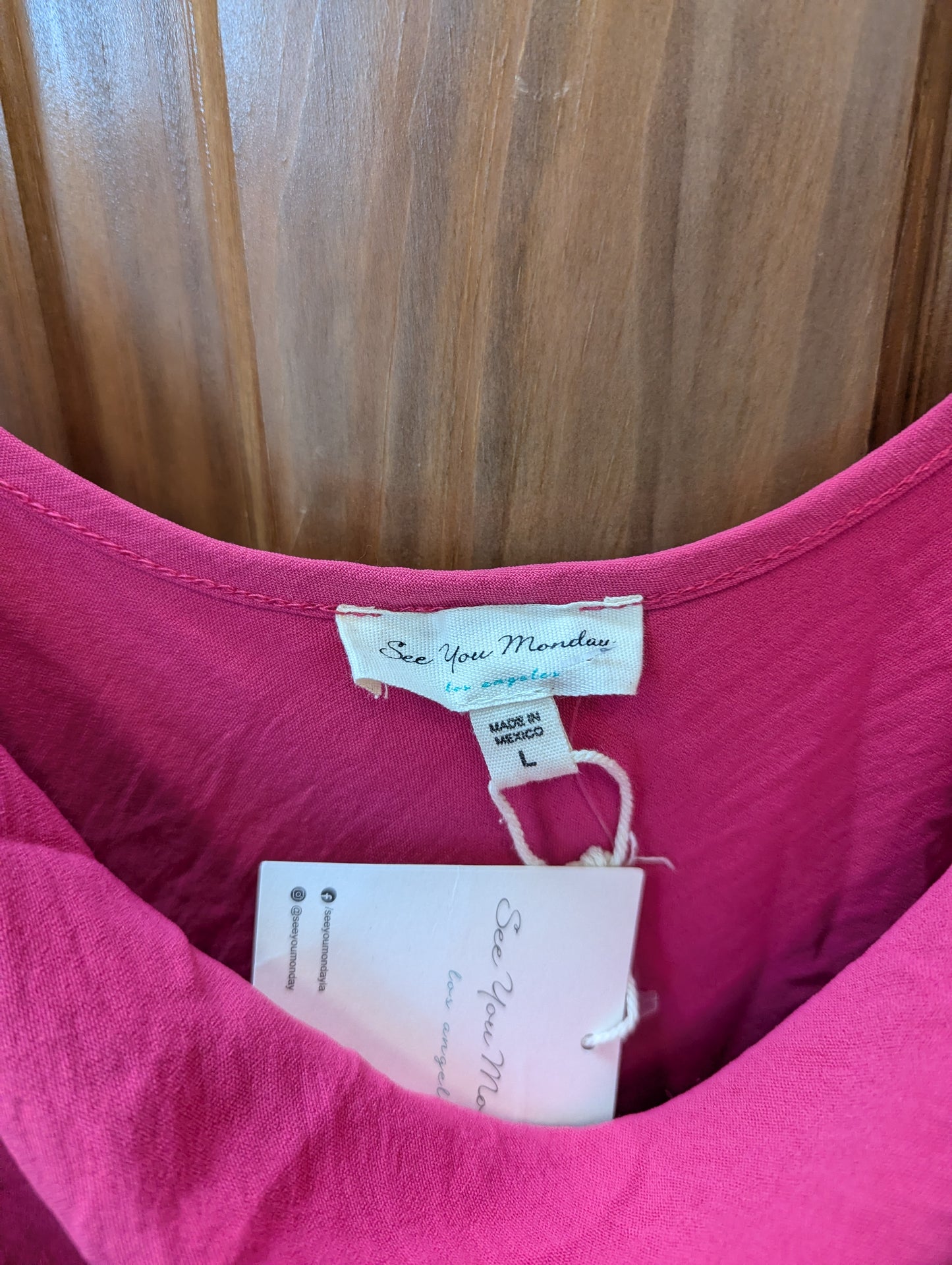 See you Monday, hot pink dress. Size L