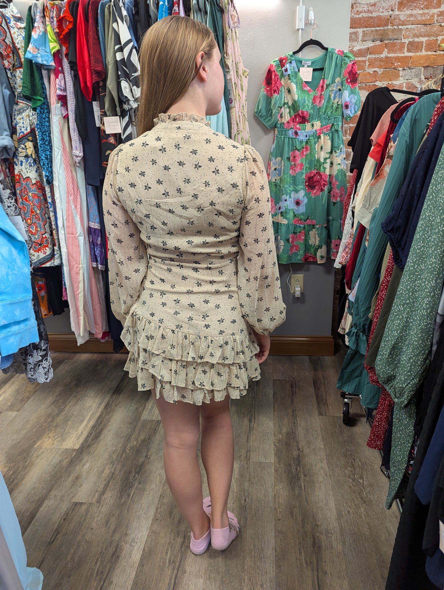 NWTs Vintage charm ruffle mini dress. Sz S