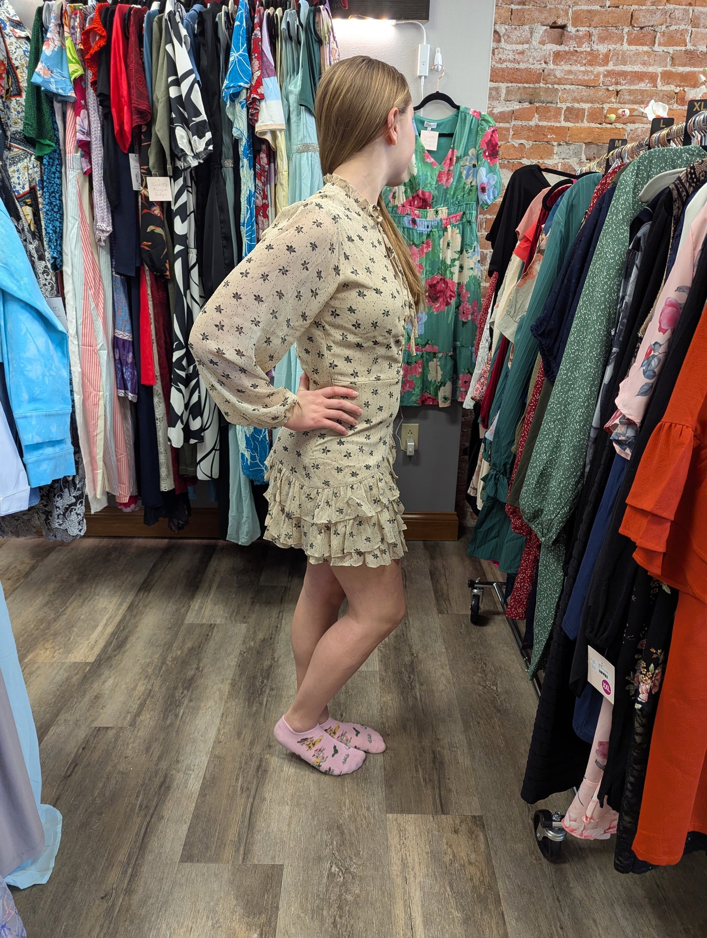 NWTs Vintage charm ruffle mini dress. Sz S