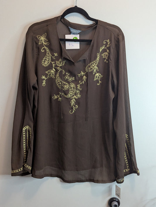 Koret Brown Embroidered Women's Top sz L