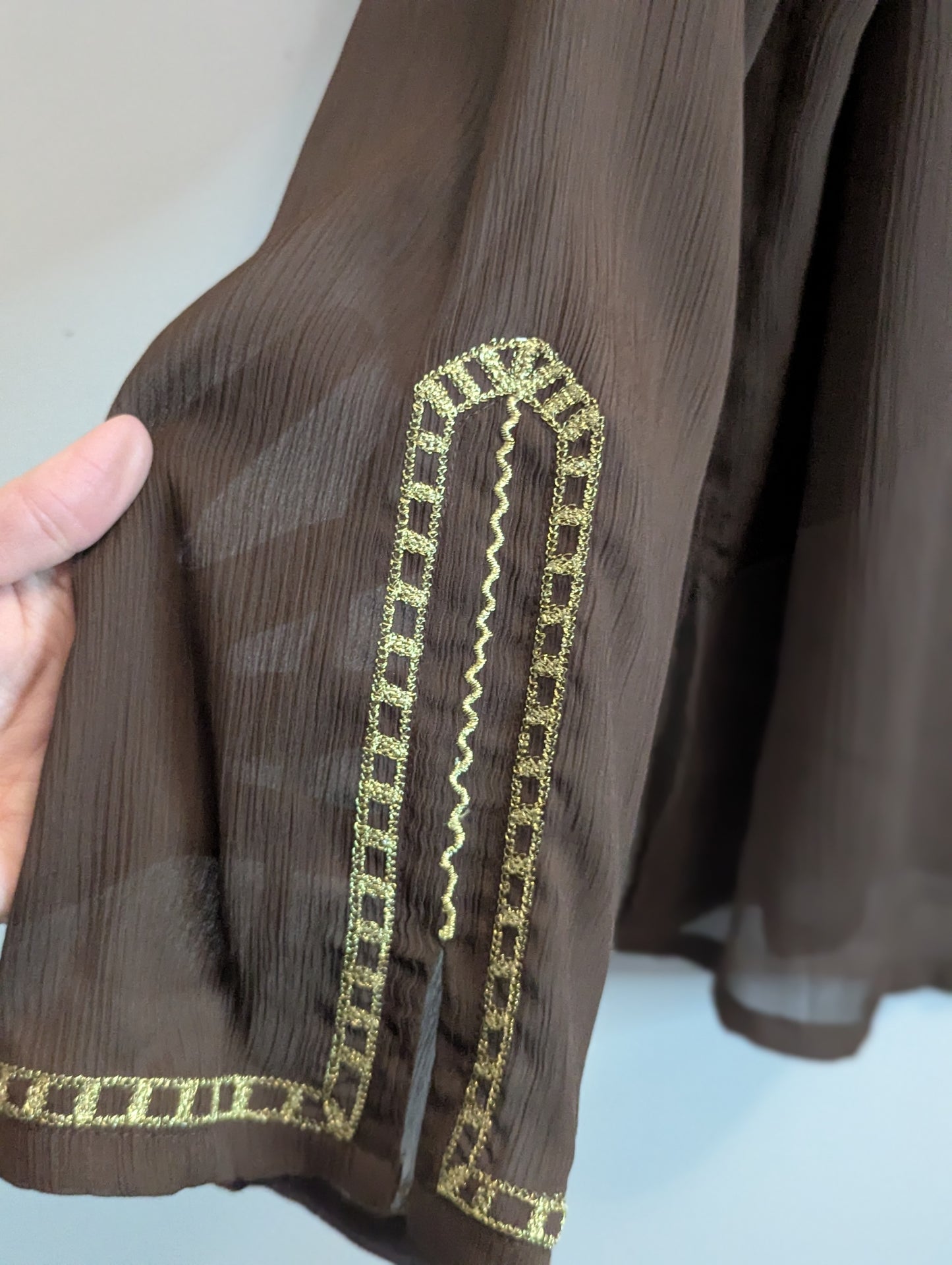 Koret Brown Embroidered Women's Top sz L