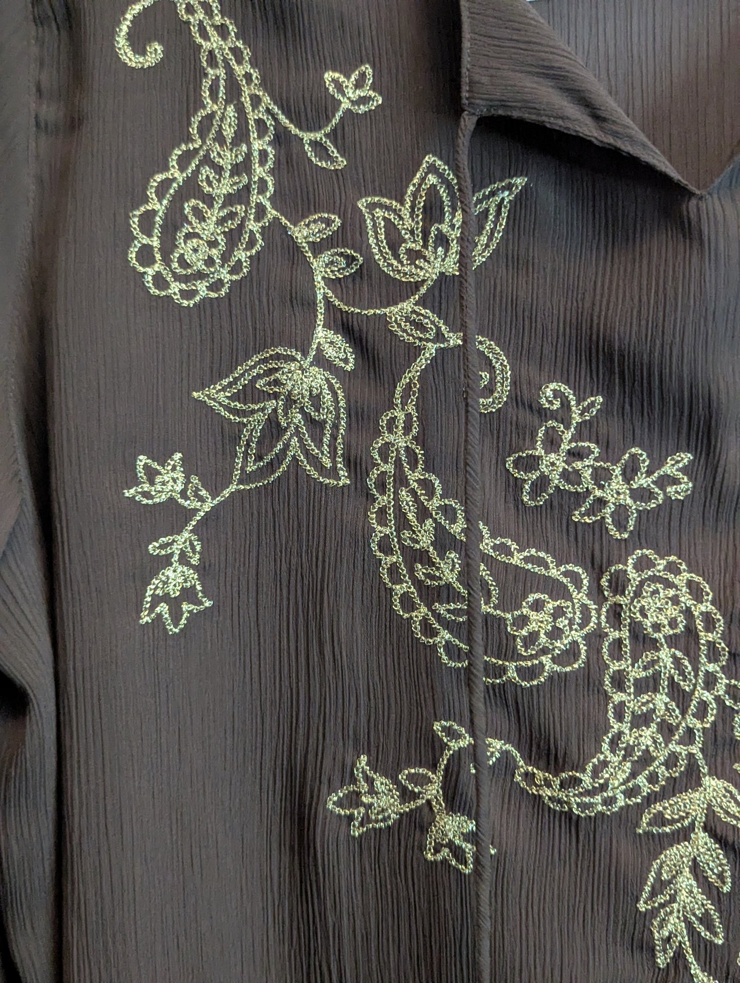 Koret Brown Embroidered Women's Top sz L