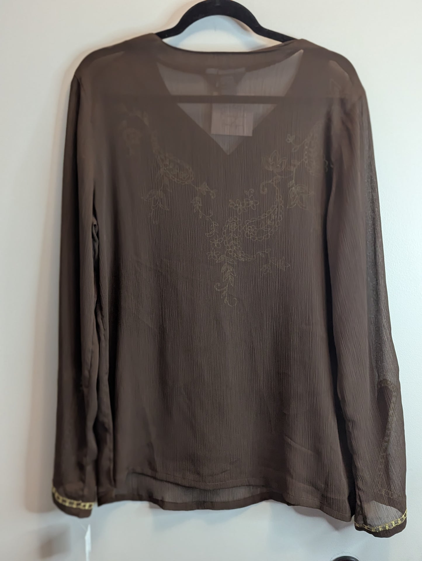 Koret Brown Embroidered Women's Top sz L