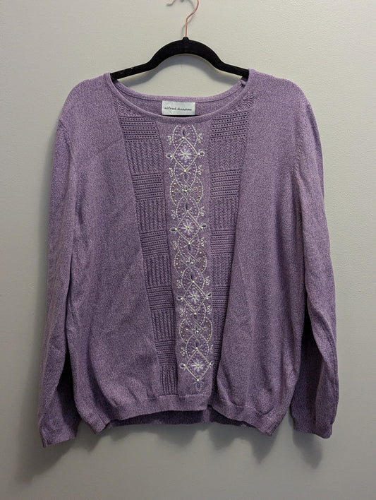 Purple Alfred dunner embroidered top. Sz L