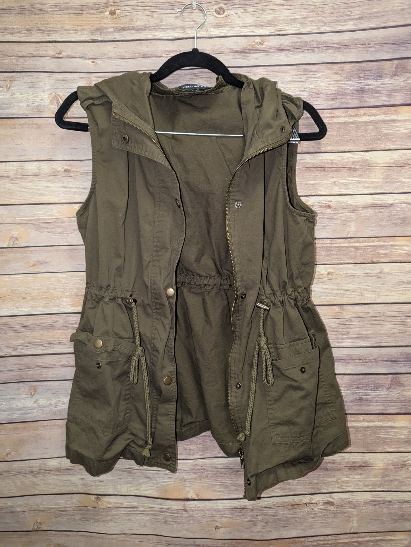 Olive Green Utility Vest by Zenana Sz M
