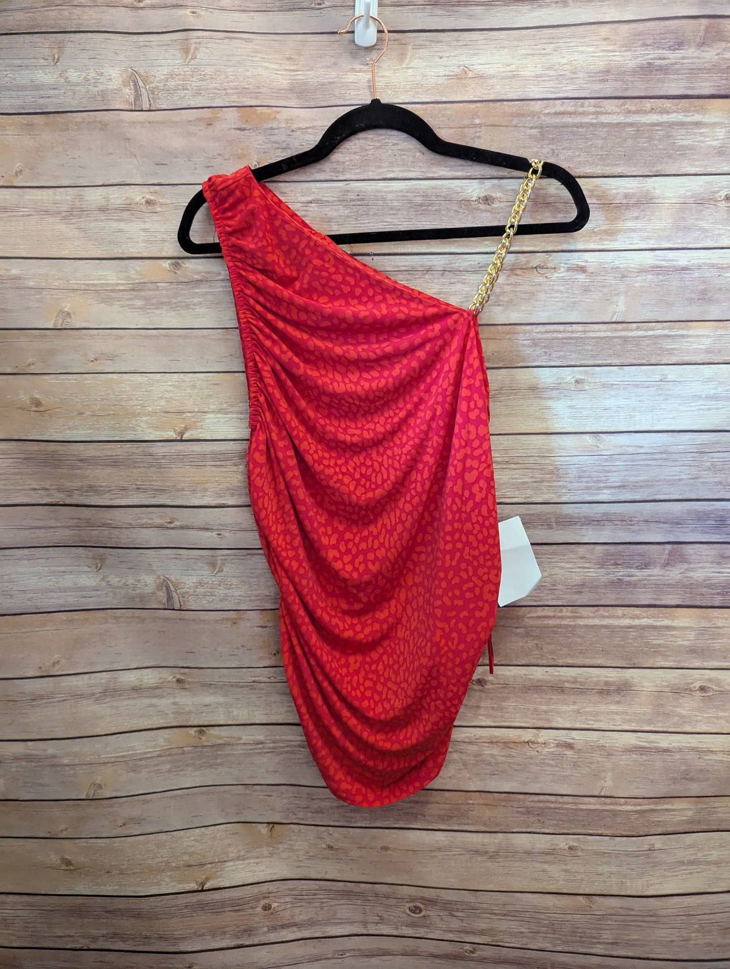 One-Shoulder Red Top with Chain Detail By Michael Kors. Sz XL #97