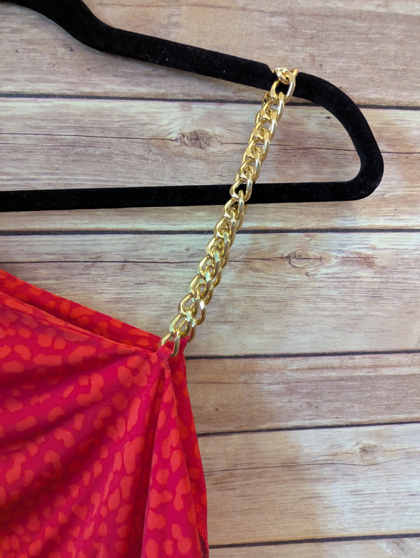 One-Shoulder Red Top with Chain Detail By Michael Kors. Sz XL #97