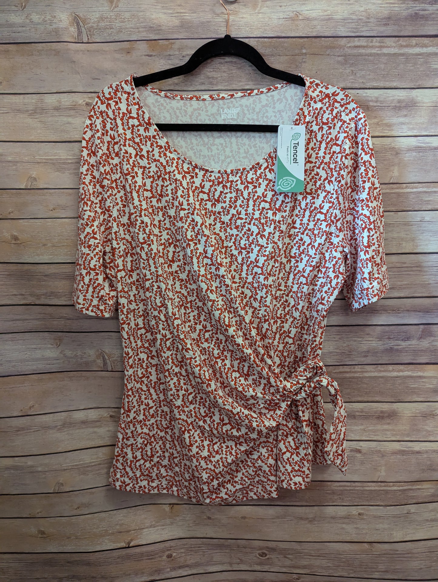 Lands' End Women's Lightweight Jersey Tie Front Top sz XL. #97