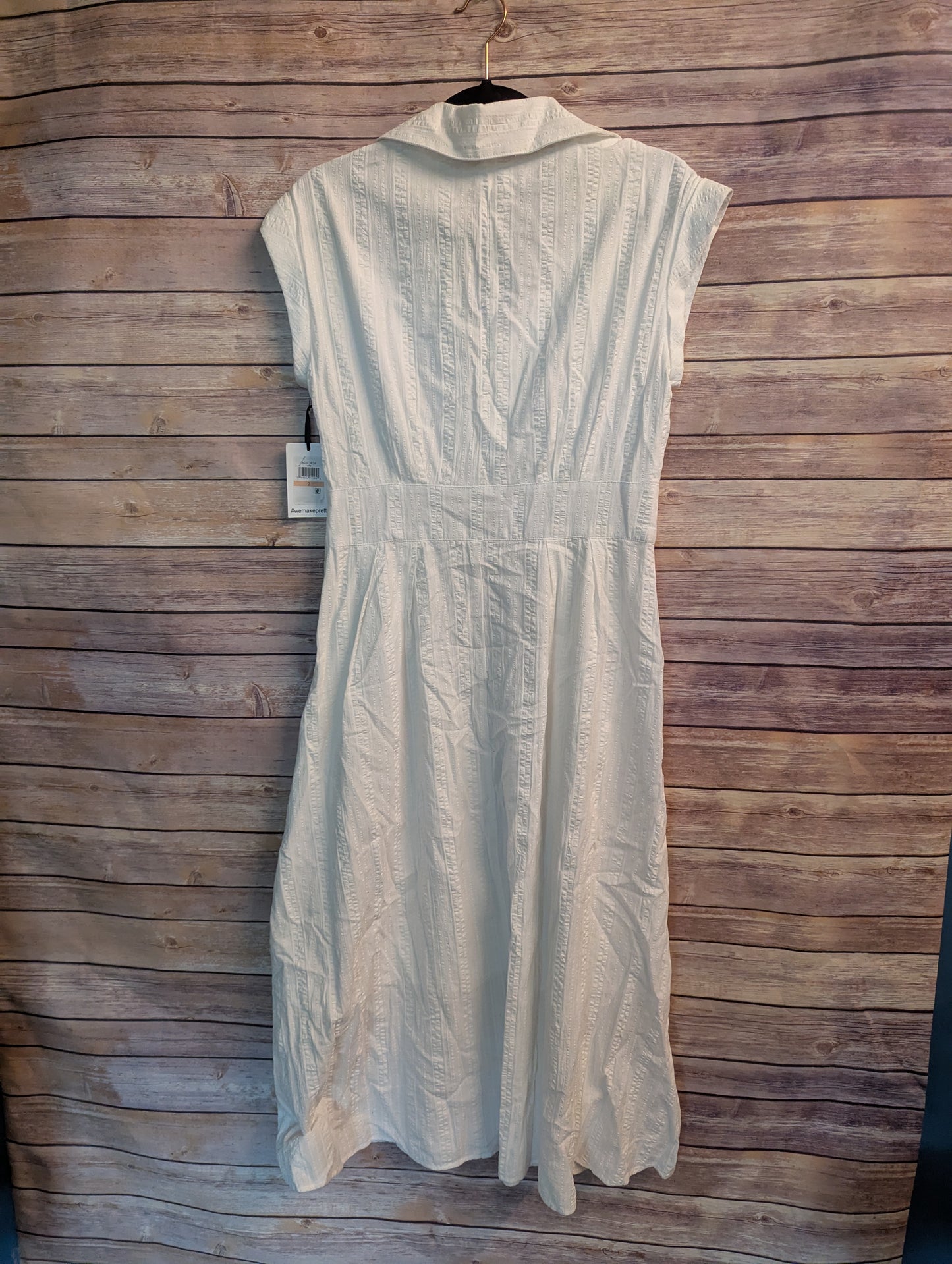 NWTs, Kensie, Women's Textured-Stripe Collared Midi Dress. Size 2. #97 100% cotton