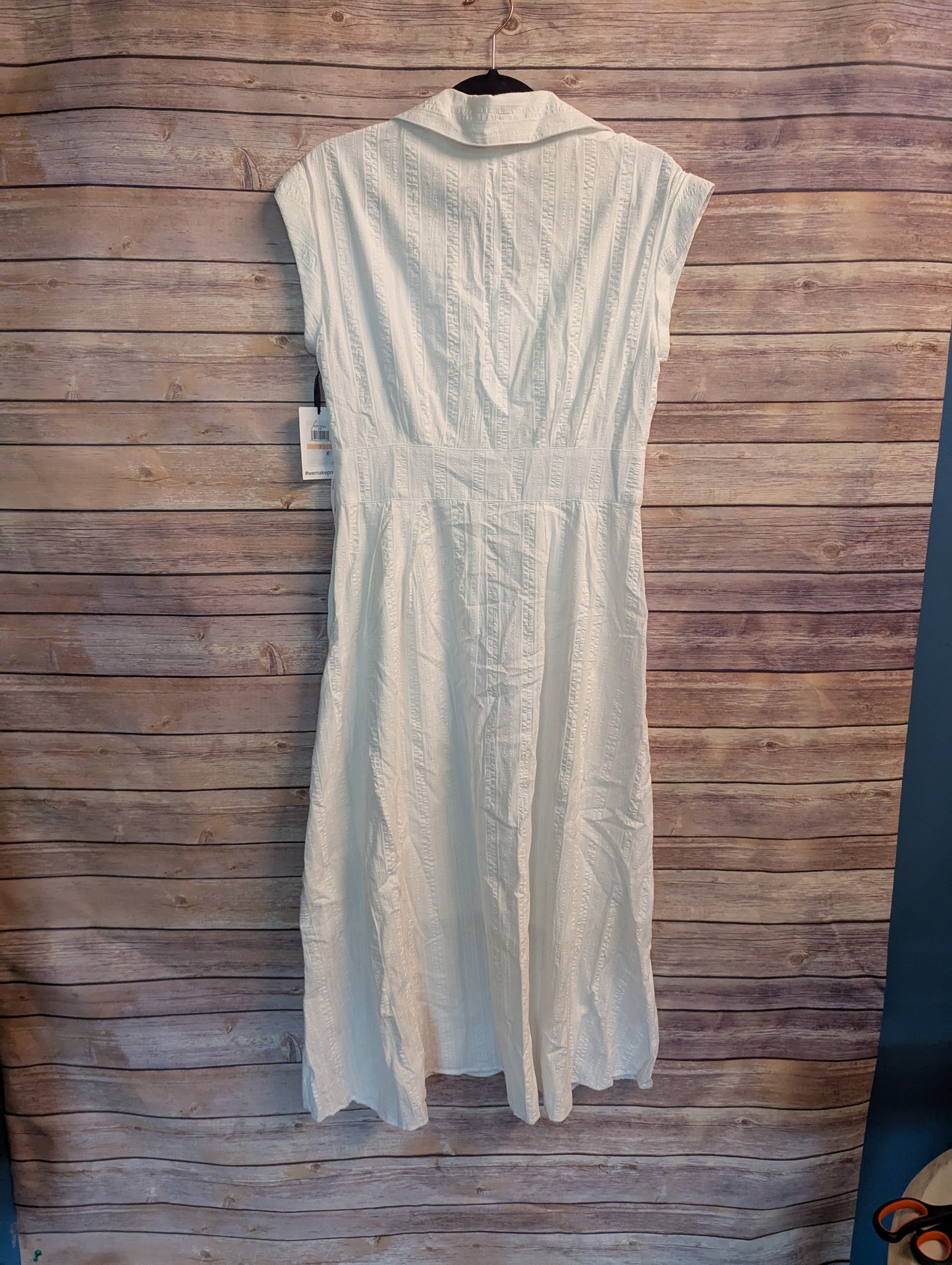 NWTs, Kensie, Women's Textured-Stripe Collared Midi Dress. Size 2. #97 100% cotton