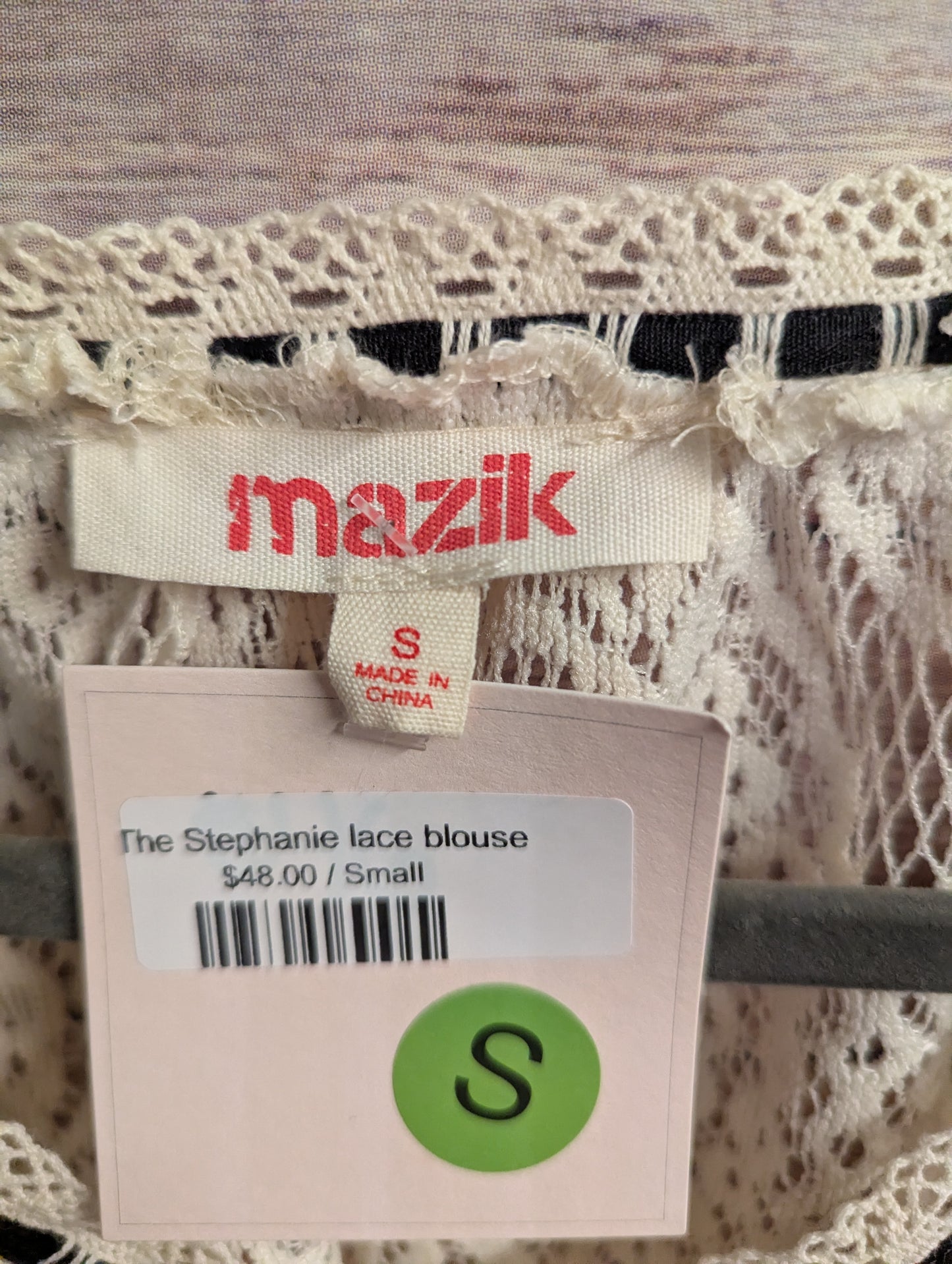 Mazik Cream Lace Crochet Boho Blouse Top Size S NWT