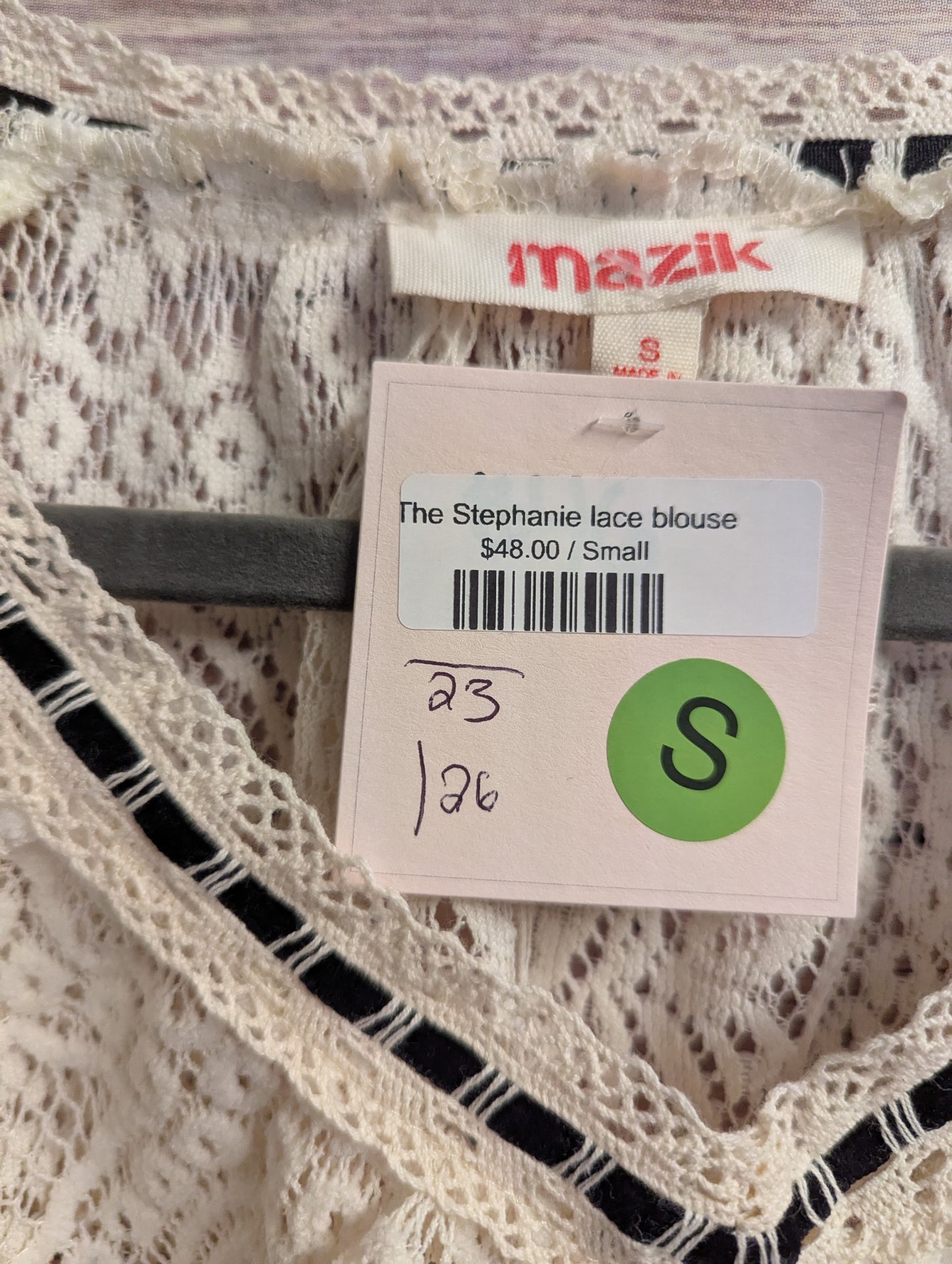 Mazik Cream Lace Crochet Boho Blouse Top Size S NWT