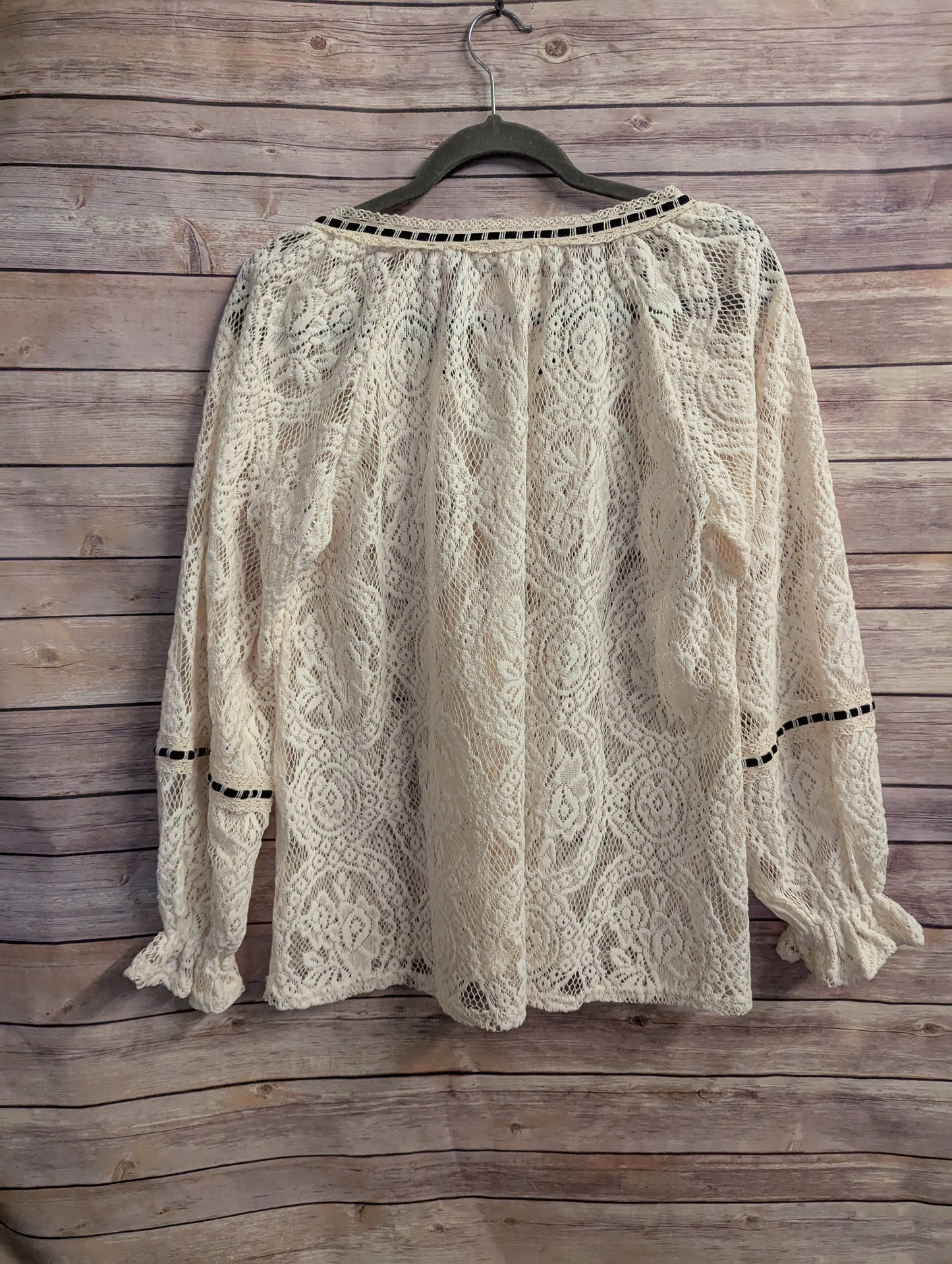 Mazik Cream Lace Crochet Boho Blouse Top Size S NWT