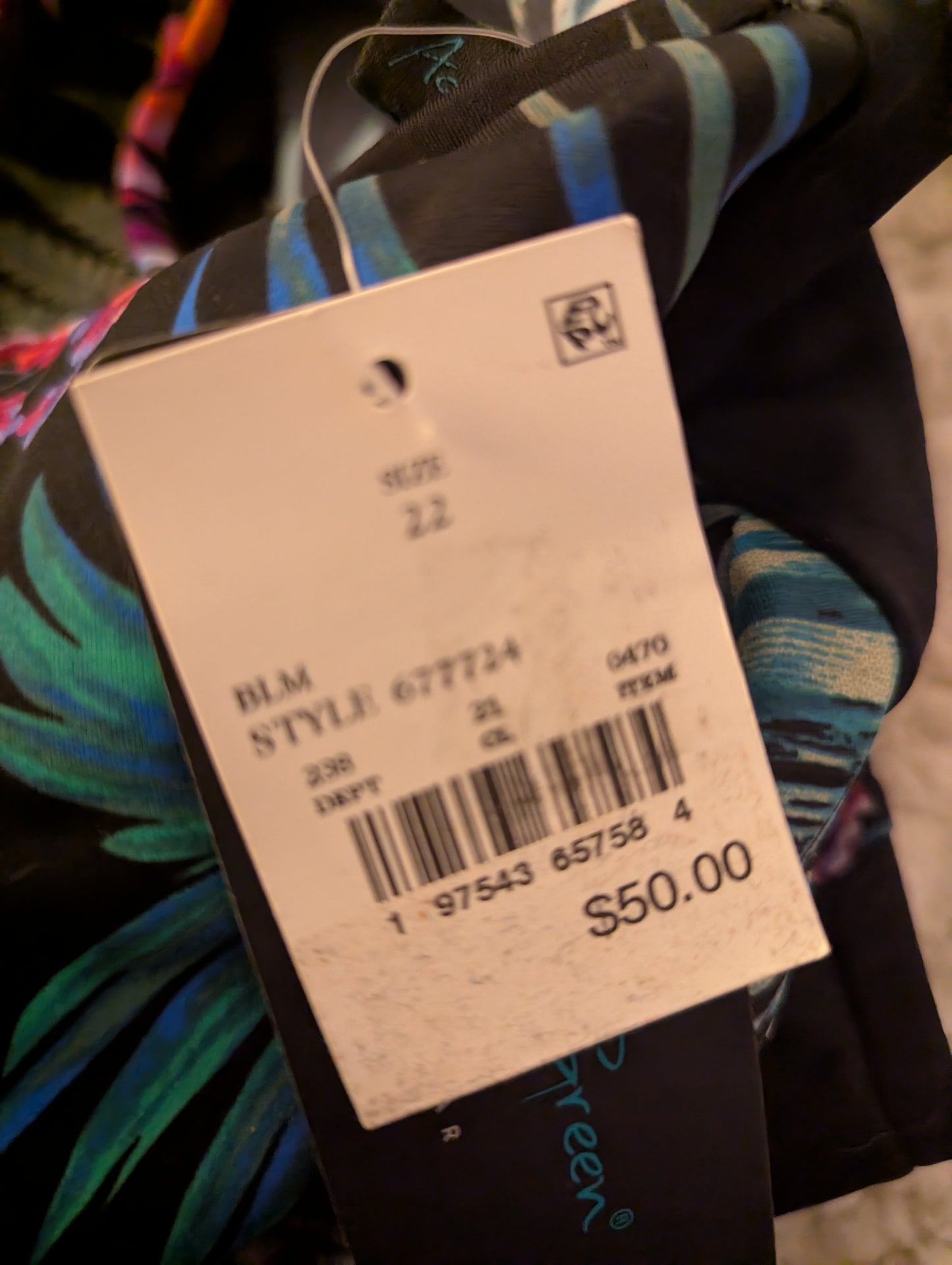 NWT Aqua Green Tropical Floral Waist Detail One Piece Swimsuit Size 22 #A19