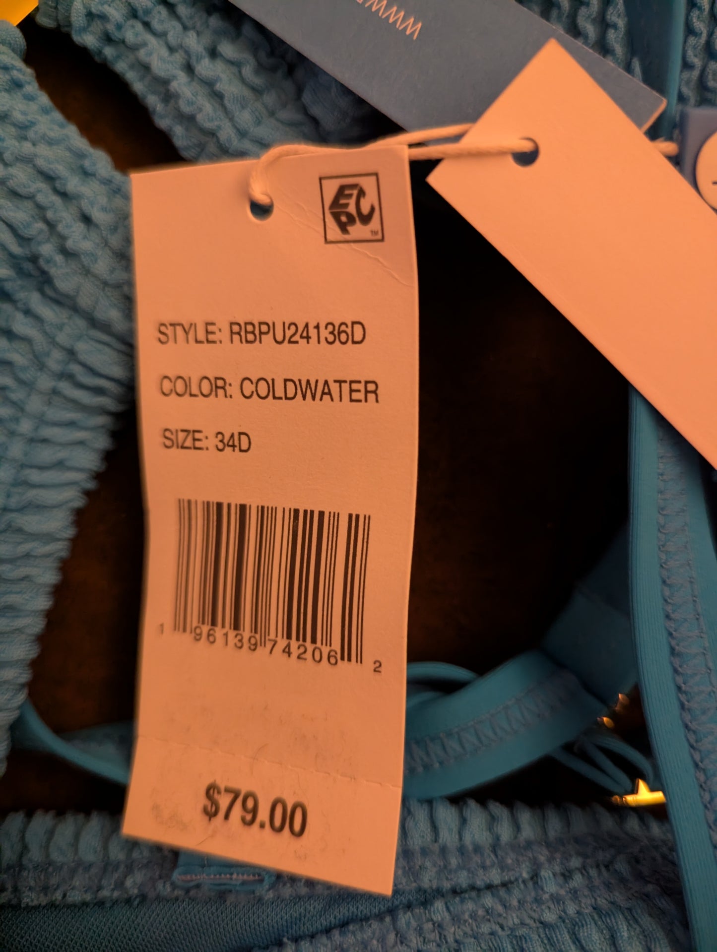 NWT, Bleu by Rod BeattieWomen's X-Back D-Ring Bikini Top Size 34D #A69