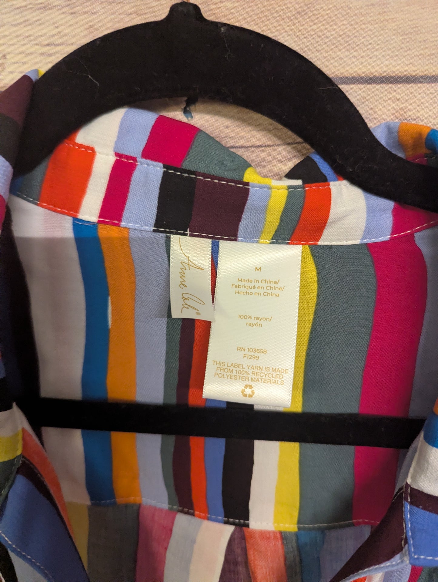 NWTs, Anne ColeWomen's Striped Boyfriend Cover-Up Shirt Sz M #A86