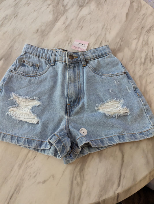 J-MO NWTs Sz 1 High Waist, Light Wash Denim Shorts. #B19