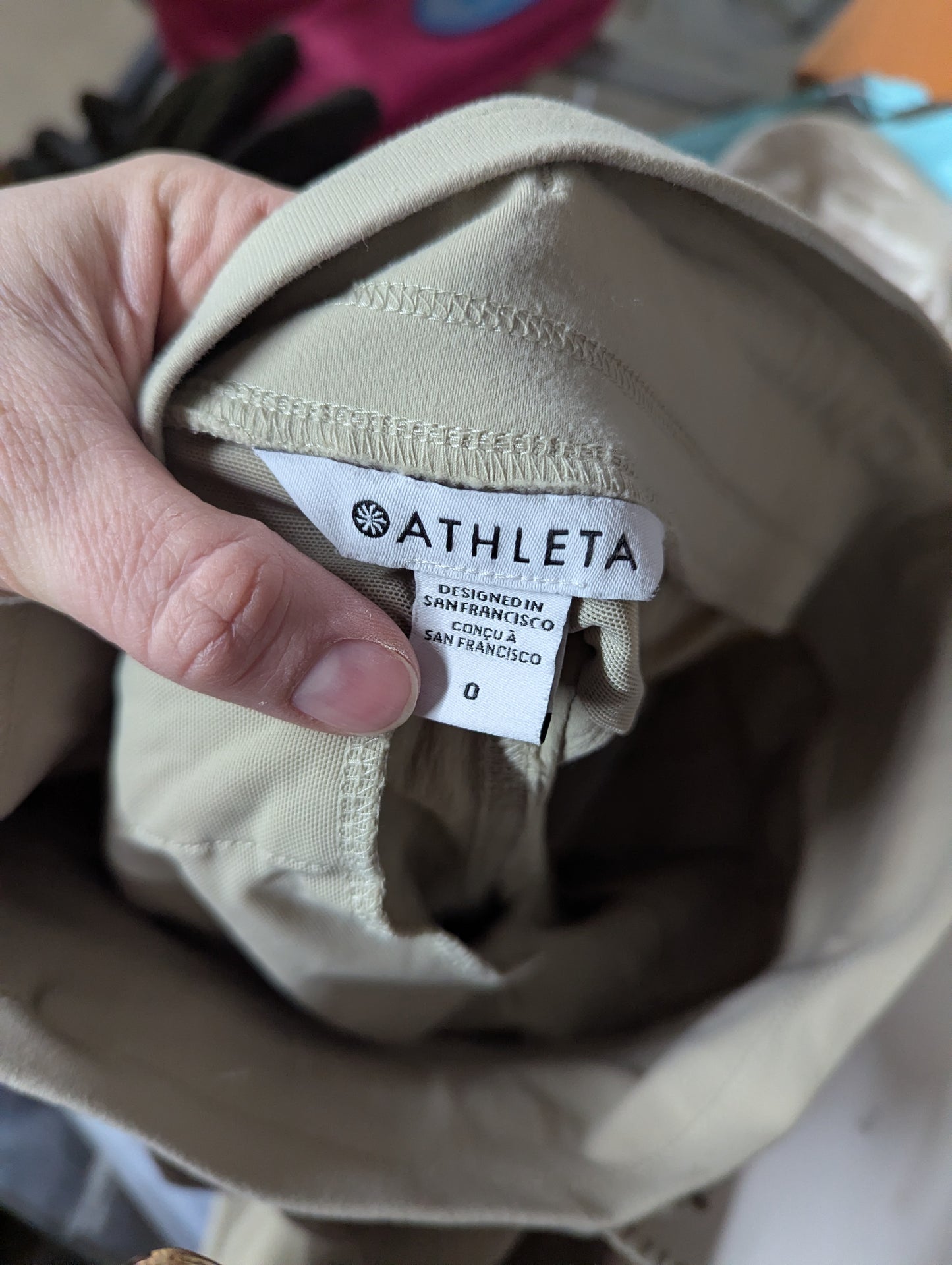 Athleta Size 00 Beige Lightweight Jogger Pants | Drawstring Waist | Zip Pocket