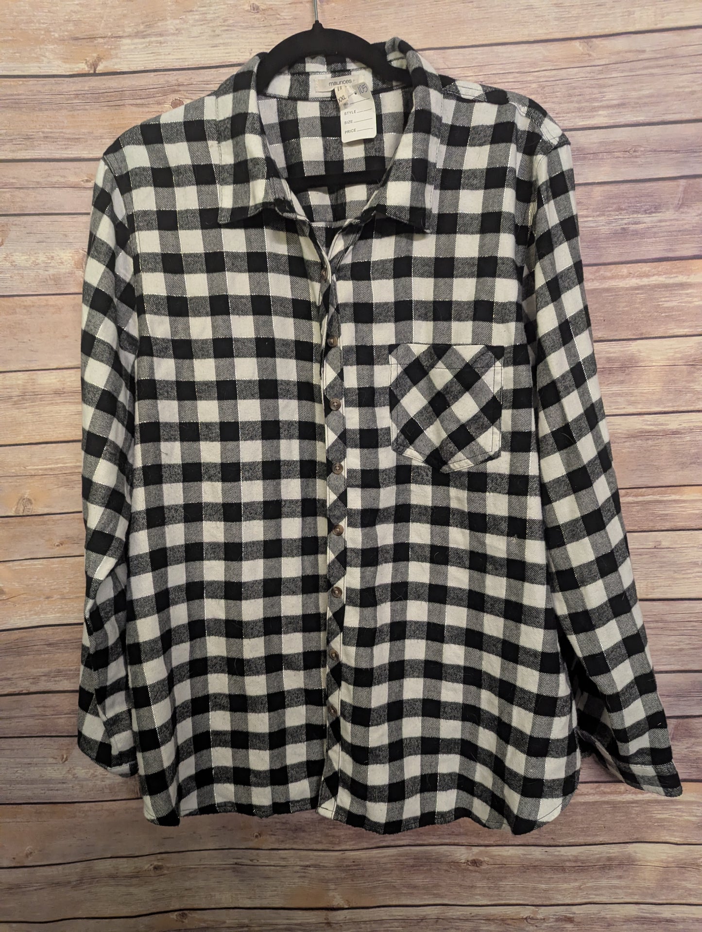 Maurices Buffalo Plaid Button Down Shirt Size 2XL BLK,WT Shimmer #C9