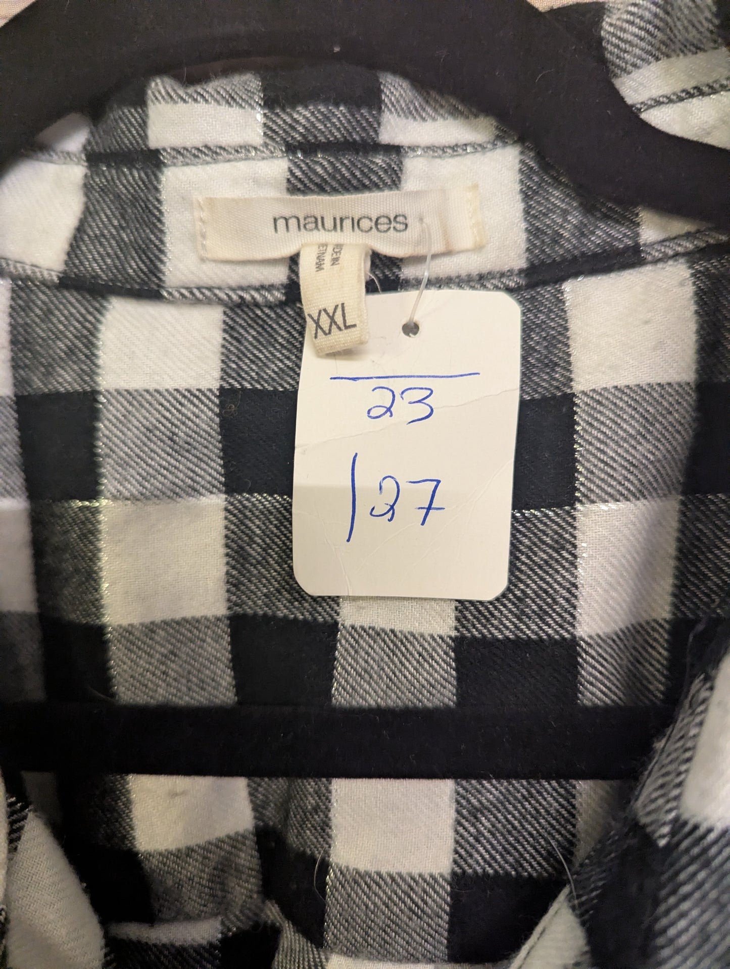 Maurices Buffalo Plaid Button Down Shirt Size 2XL BLK,WT Shimmer #C9