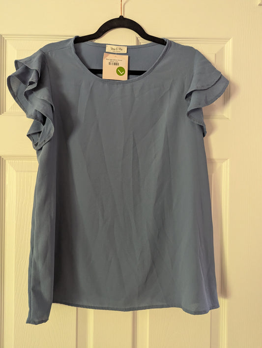 Blue cape sleeve blouse