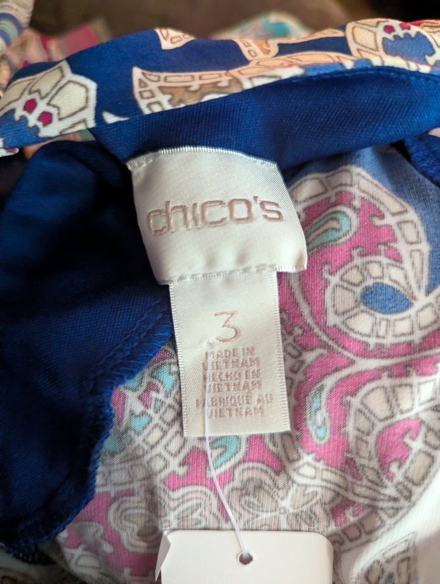 Chico's Mediterranean Waves Maxi Dress Size 3 (Large) Blue White $139 Jersey