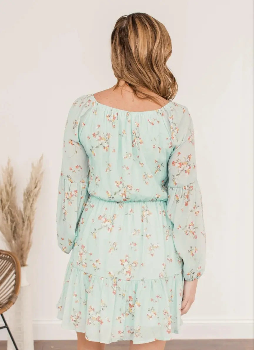 Madeline Mint Floral Dress - Scarlett's Riverside Boutique 