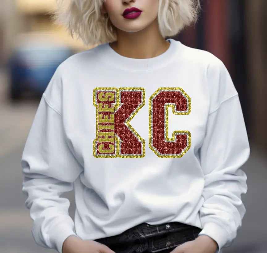 KC faux glitter sweatshirt - Scarlett's Riverside Boutique 