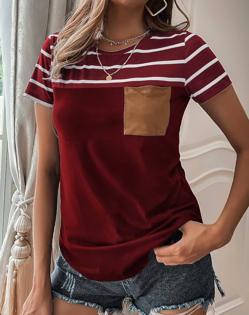 Burgundy pocket T-shirt