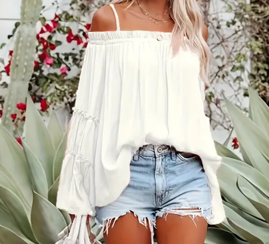 White boho off shoulder top