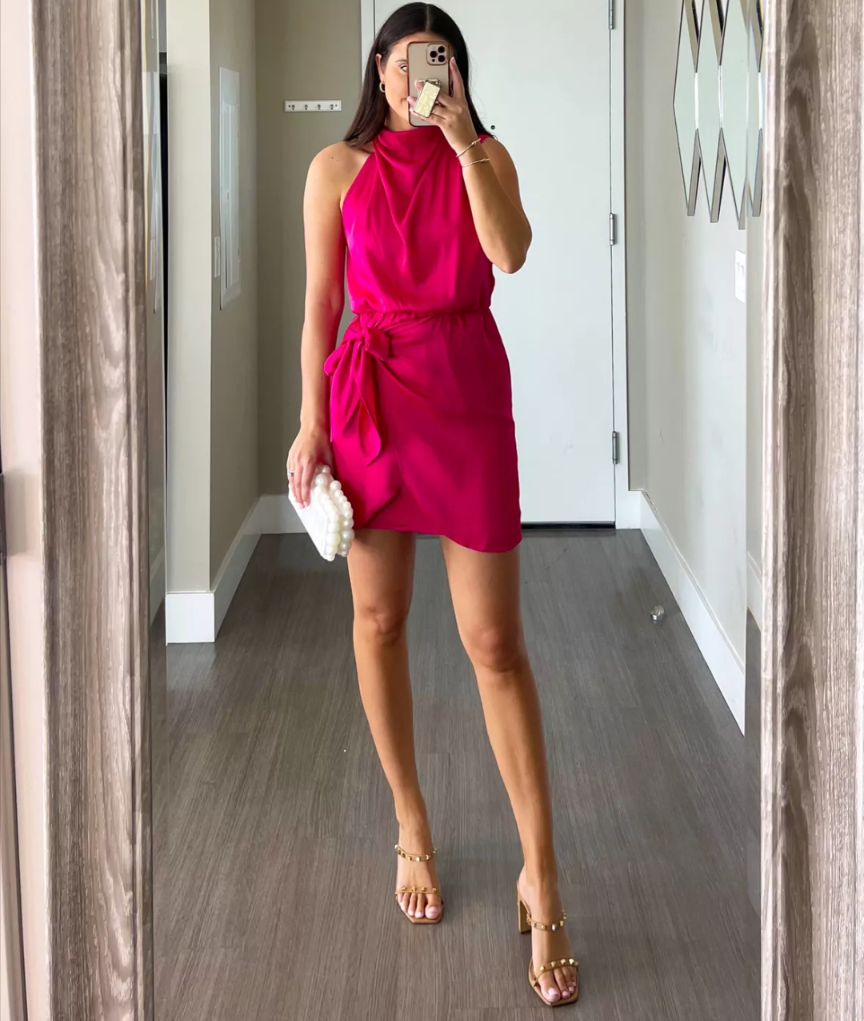 Pretty garden formal hot pink dress