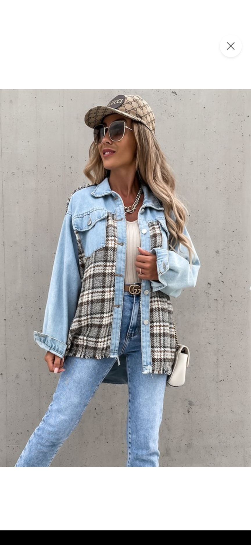 Denim checker jacket - Scarlett's Riverside Boutique 