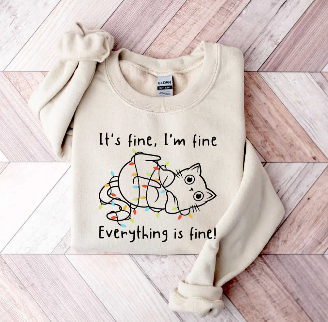 Cat It's Fine Sweatshirt - Scarlett's Riverside Boutique 