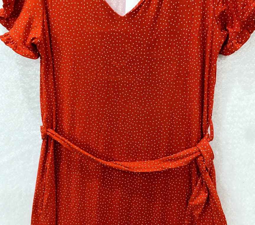 Red dot midi dress. Size L