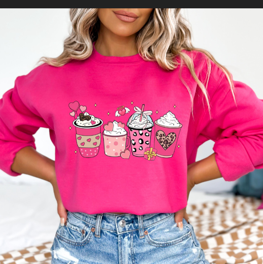 Pink valentines coffee sweatshirt