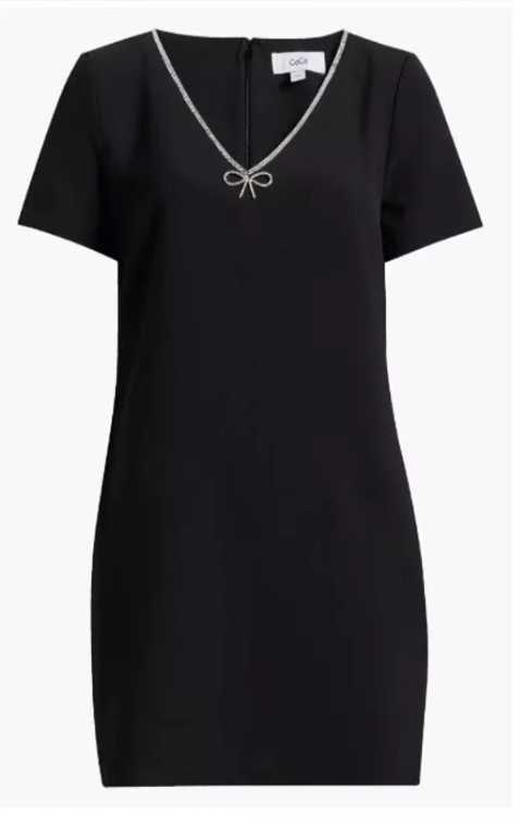 Cece, Rhinestone Bow Short Sleeve Sheath Dress. Size 6. RS 97