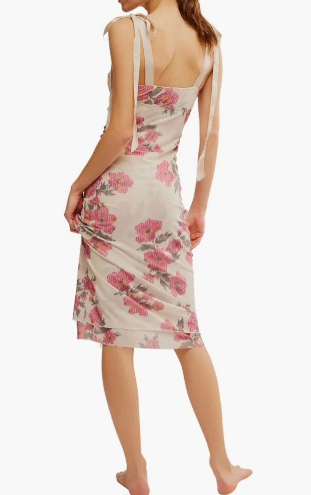 Free People Pink & Tan Floral Print Dress. Size XL. NWT. RS 97